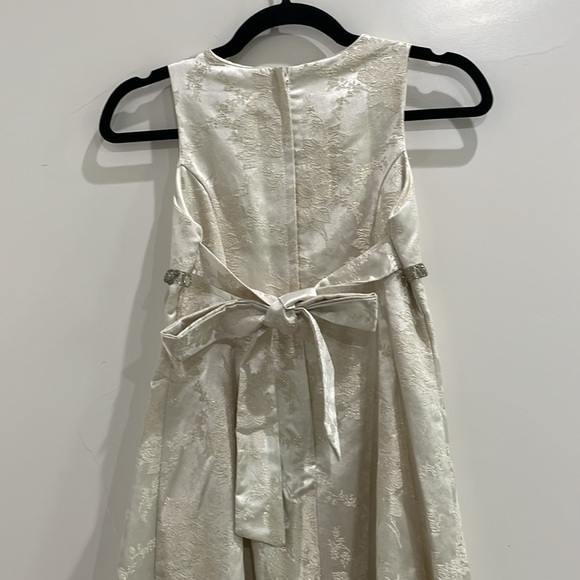 Jessica McClintock Girls Size 12 Beaded Floral Gown Dress Ivory Gold - Picture 6 of 14